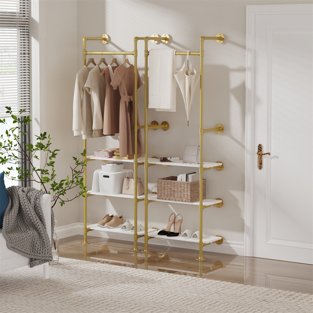Kleiderstange Wandmontage Kleiderständer Schwerlast Garderobe aus Metallrohren