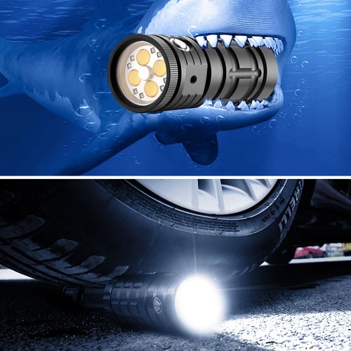 25000LM Dive LED Flashlight Scuba 120M Video Photo Blue Red Light USB Charging - Picture 8 of 10