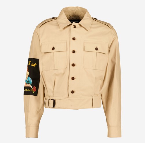 DOLCE GABBANA Mens Jacket Beige Bet it all short belted logo IT 50 L Large BNWT - Picture 2 of 24