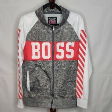 Dazl women's 3X activewear jacket multicolor mock neck full zip LS "Boss" logo