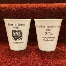 ShowBiz Pizza 1995 The Rock-afire Explosion - Lot of 2 Billy Bob Styrofoam Cups