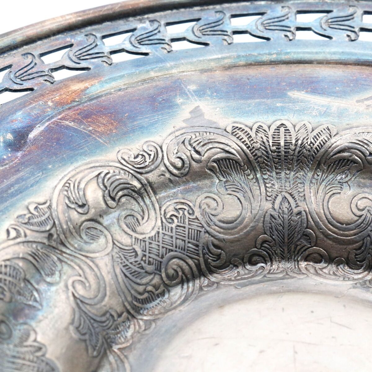 Vintage Heavy Silver EP Metal Viking Plate #43 Intricate Vintage Heavy Silver EP Metal Viking Plate #43 Intricate