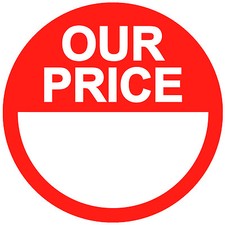Blank Bright Red / Our Price Point Stickers / Sticky Swing Tag Labels