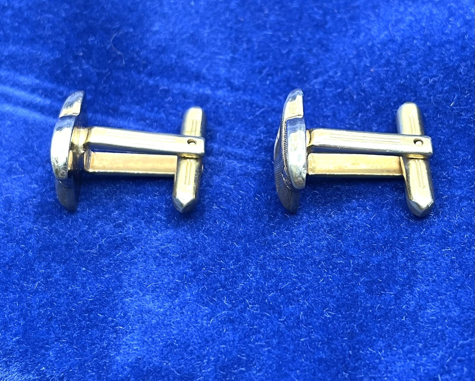 Vintage Hickok Cufflinks Gold Tone Train Engineer Striped Conductor Hat