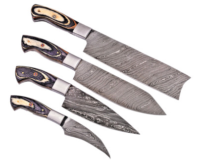 Custom Made Damascus Chef Set Kitchen Cutlery -Hand Forged Damascus Steel 990