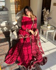 Radiant Faux Georgette Ensemble   Embroidered Gharara, Kurti  Dupatta Set