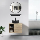 24'' Bathroom Vanity w/ Mirror Wooden Floating Cabinet Storage Vessel Sink Combo