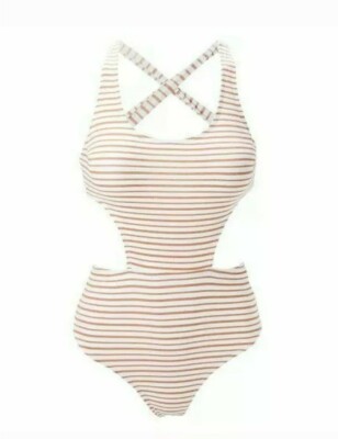 Vigoss Red Met Stripe One Piece Swimsuit Women's Size 3X *NWT*
