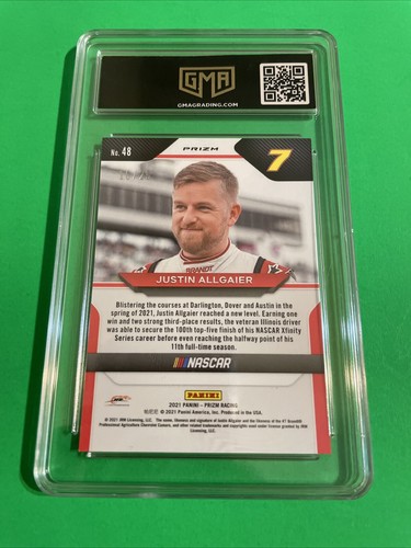 2021 Panini Prizm Carolina Blue Cracked Ice Justin Allgaier NASCAR #/25 GMA 10! - Picture 2 of 3
