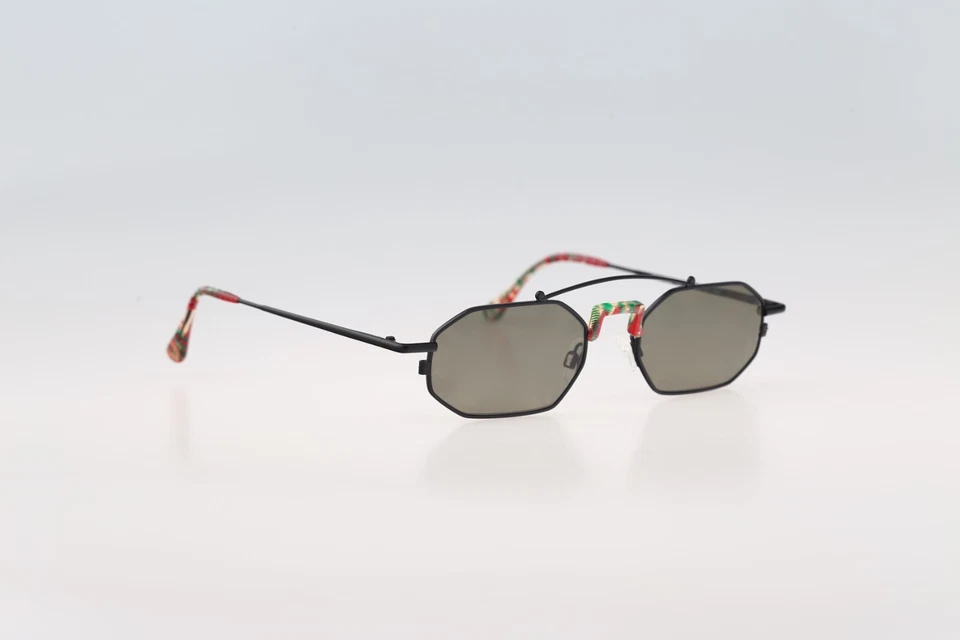 Robert Rudger 1050 133 08, Gafas de sol de aviador hexagonales vintage años 90 negras y rojas Foto 4 de 4