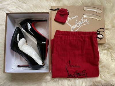 Christian Louboutin Pigalle 36.5 エナメル 黒 CHRISTIAN LOUBOUTIN Black Patent Leather PIGALLE PLATO Heels Pumps