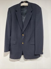 Austin Reed USA Made 42L Navy Blue Hopsack Gold Button Mens Blazer Sport Jacket