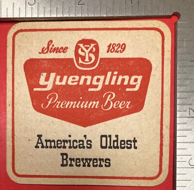 YUENGLING POTTSVILLE PENNSYLVANIA 3.5 INCH SQUARE BEER COASTER RARE VINTAGE