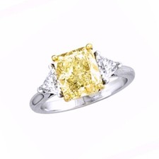 2 Ct Princess Cut Simulated Yellow Citrine Engagement Ring 14k White Gold Plated