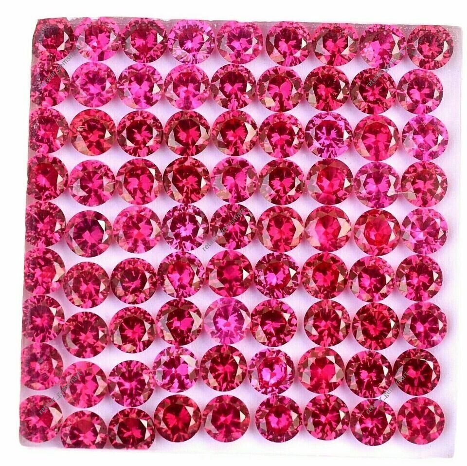 Rubí rojo natural certificado joyería uso piedras preciosas 6 mm redondo 50 p...