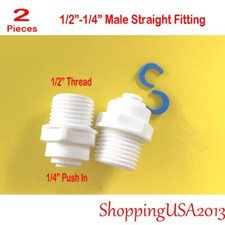2pc 1/2-1/4 Thread Straight Connector Fitting Quick Connect Male Push In BSP RO