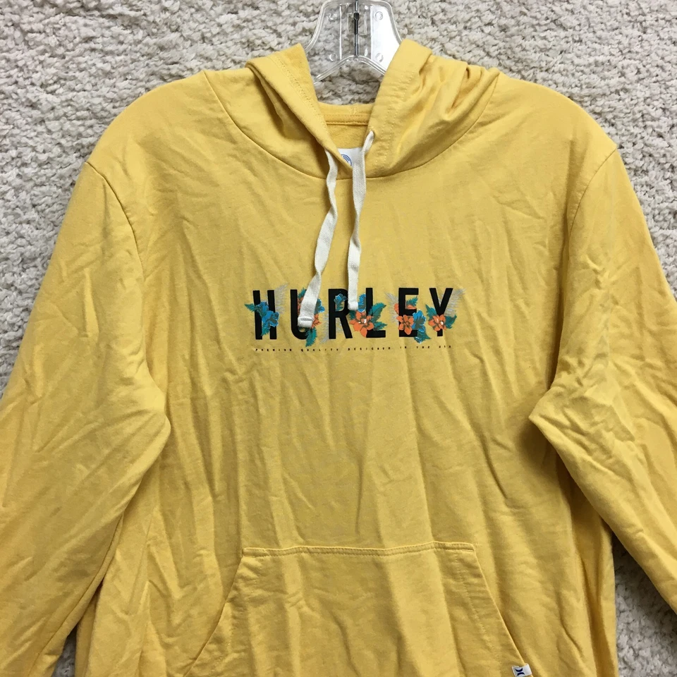 Hurley 毛衣大号成人黄色迷你连衣裙连帽套衫标志休闲女式 — 第 2/4 张图片