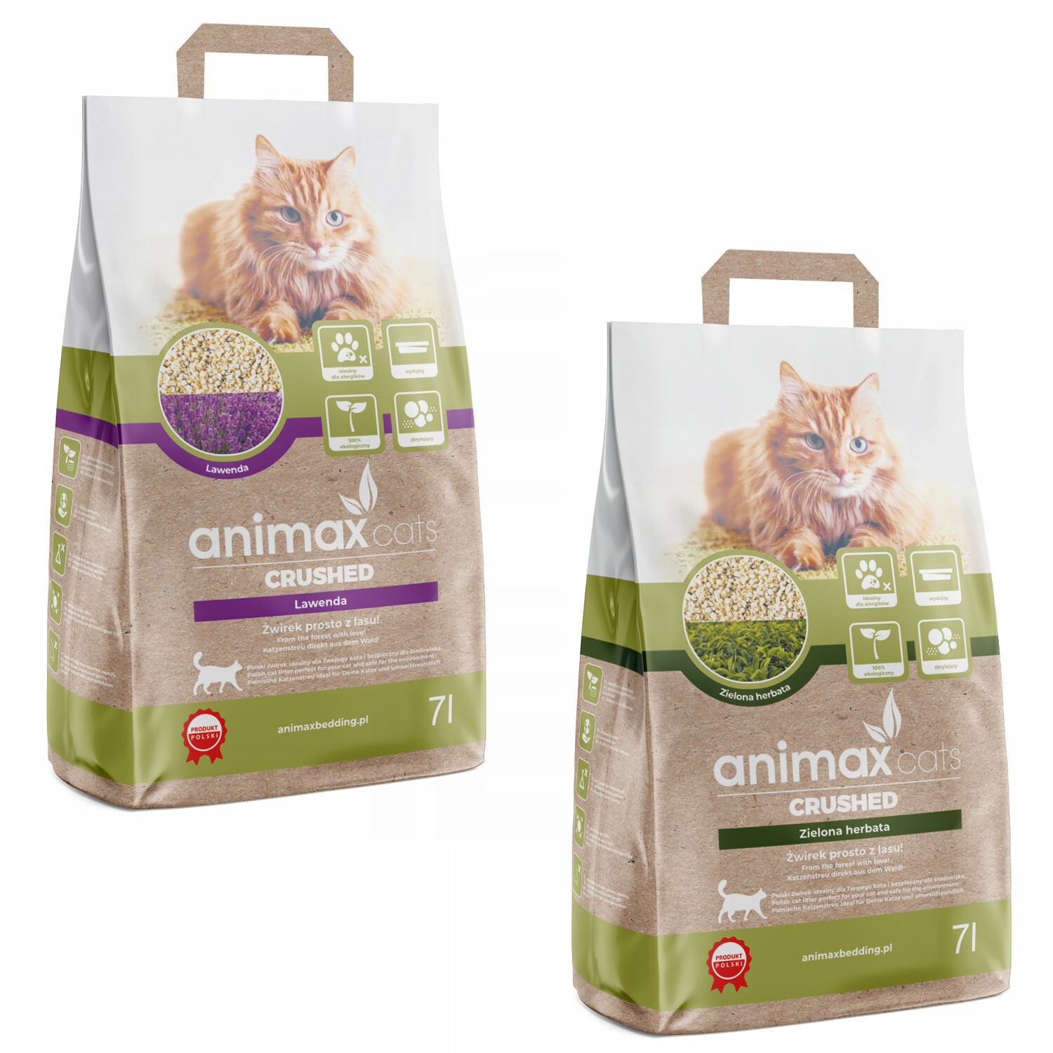 2x Lettiera Universale Animax Crushed 14L Lavanda Tè Verde Naturale Assorbente