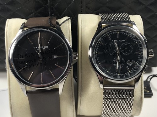 Akribos XXIV Watch Set 2 Watches! AK618 Leather & AK625 Stainless Steel - Picture 3 of 7