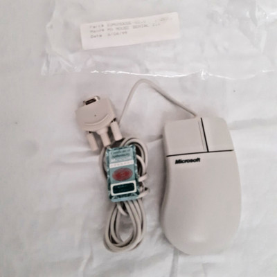 VINTAGE MICROSOFT SERIAL BALL MOUSE /2 BUTTON , BEIGE, VINTAGE NEW OLD STOCK