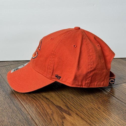 Chicago Bears ‘47 Brand Clean Up Hat Adjustable Strapback Dad Cap Orange Big C - Picture 7 of 13