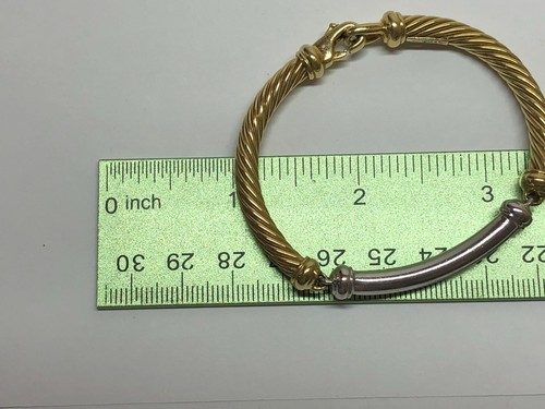 HTF David Yurman 18k Yellow & White Gold Curved Link Cable Bracelet 6.25"[114GRA - Picture 9 of 9