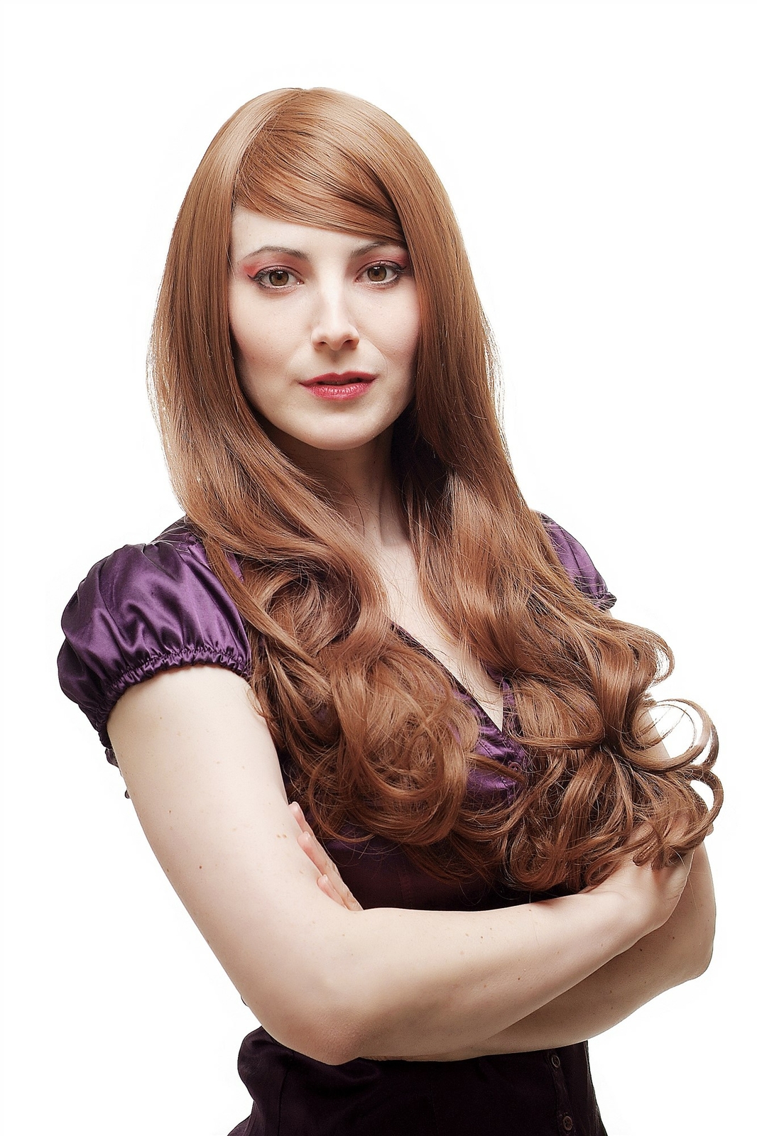 Wig Ladies very long wavy tips light brown parting 3445-KII30