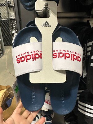 adidas Adilette Shower White Scarlet Team Navy Blue Unisex Sandal~M11~W 12