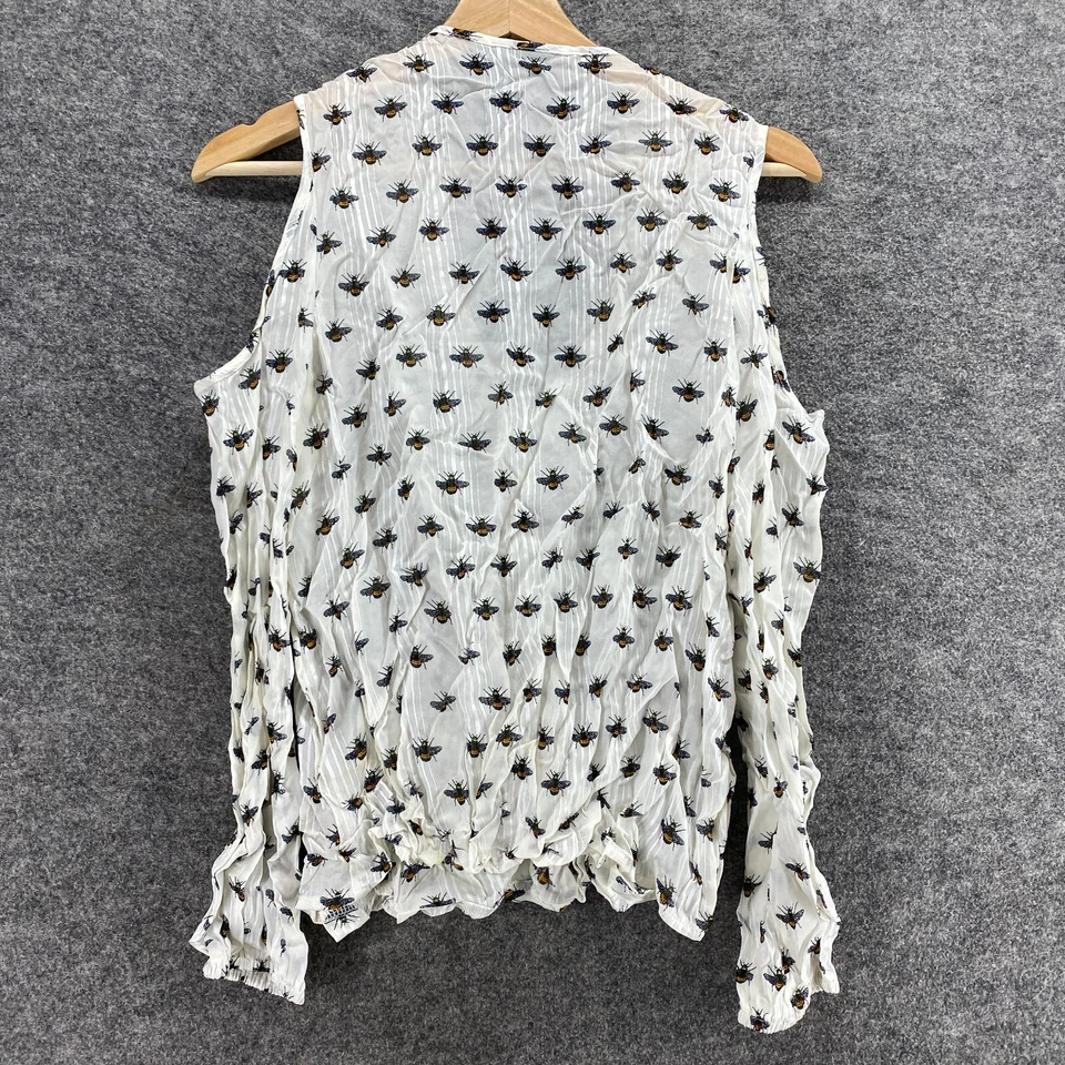 Женский пуловер Topshop Top 6 с белым принтом в виде мухи с v-образным вырезом через плечо с длинным рукавом - Изображение 2 из 4