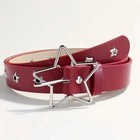 1pc Y2K Punk Star Eyelet Rivet Belt Goth PU Leather Jeans Waist Belt Black