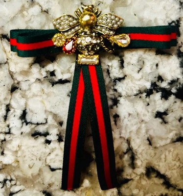 Stunning Repurposed Gucci Butterfly Crystals web Bow pin