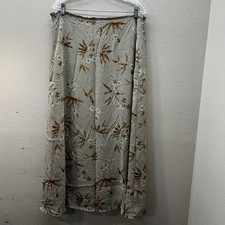 Express Vintage 90  s Y2K Maxi Skirt Floral Print Boho Fairy Grunge Cottage Cream