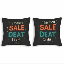 Whimsical 18x18in Throw Pillow Covers Set of 2 - Colorful Text & Star Design 