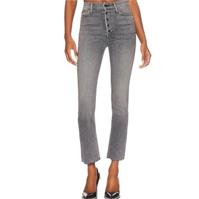 MOTHER Pixie Dazzler Ankle Fray Button Fly Dark Charcoal Jeans 28
