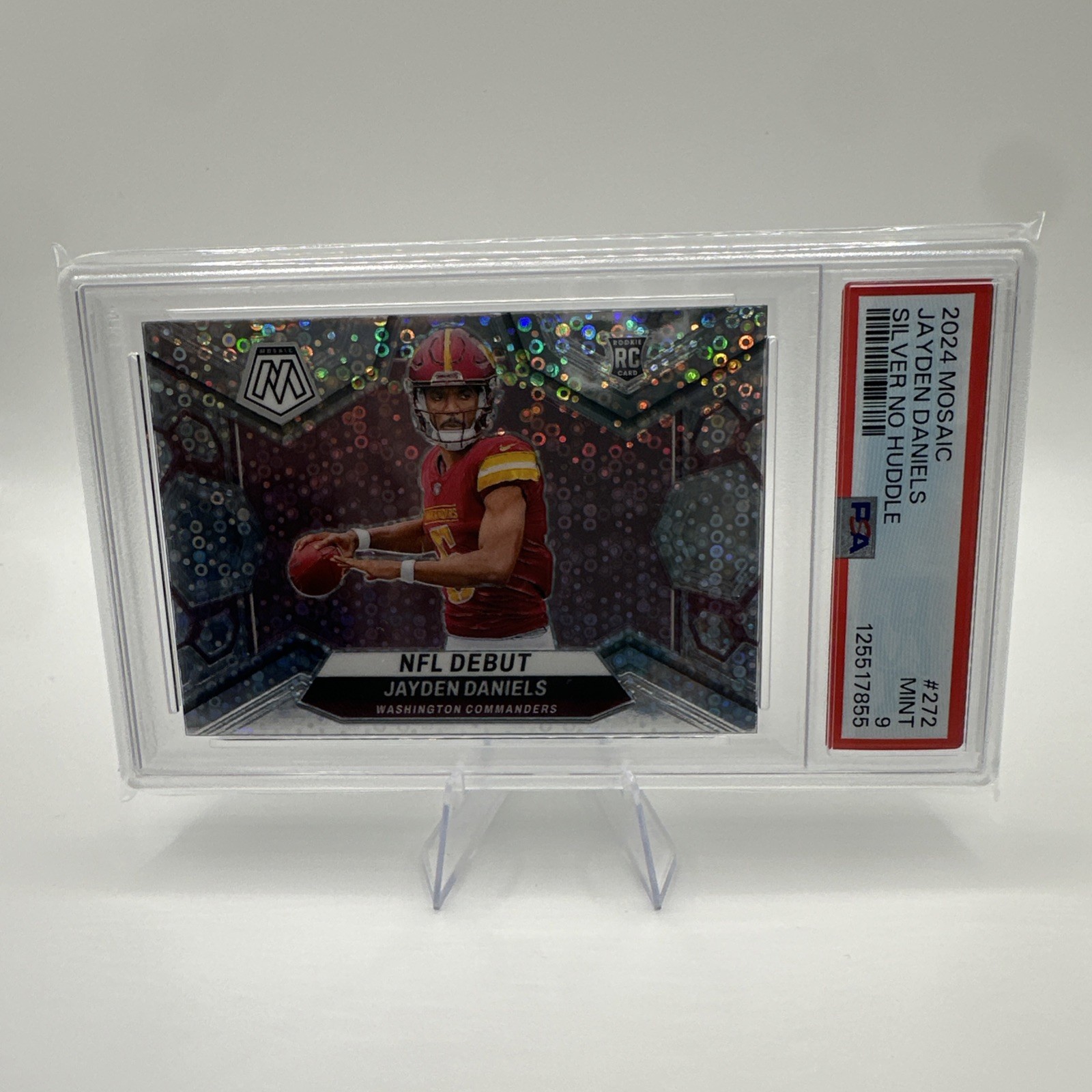 2024 MOSAIC SILVER NO HUDDLE #272 JAYDEN DANIELS ROOKIE RC PSA 9 MINT - LOW POP