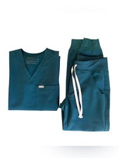 FIGS Teal Scrub Set Zamora Joggers Catarina Top Womens Size XXS Petite.