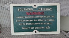 SOUTHERN RAILWAY UK WARNING TRESPASSING PENALTY RAILWAY RAILROAD SIGN