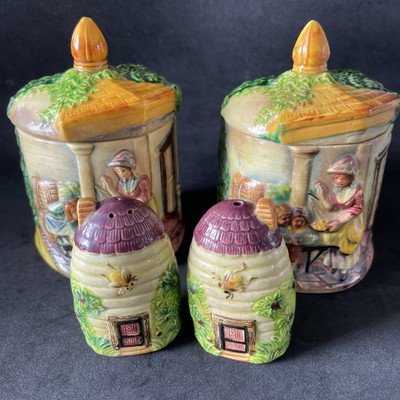 Marutomo Ware Japan, 2 Preserve Pots & Salt & Pepper Pots, Collectable, Useable