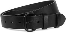 Women Leather Belt for Jeans Pants Dresses Black Ladies Waist Belt Black Buckle