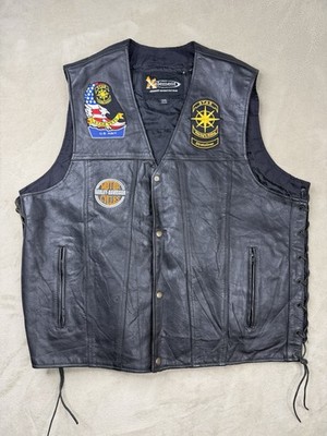 XELEMENT BIKER LEDERKUTTE LEDERWESTE MOTORRAD ROCKER CHOPPER CUSTOM 5XL