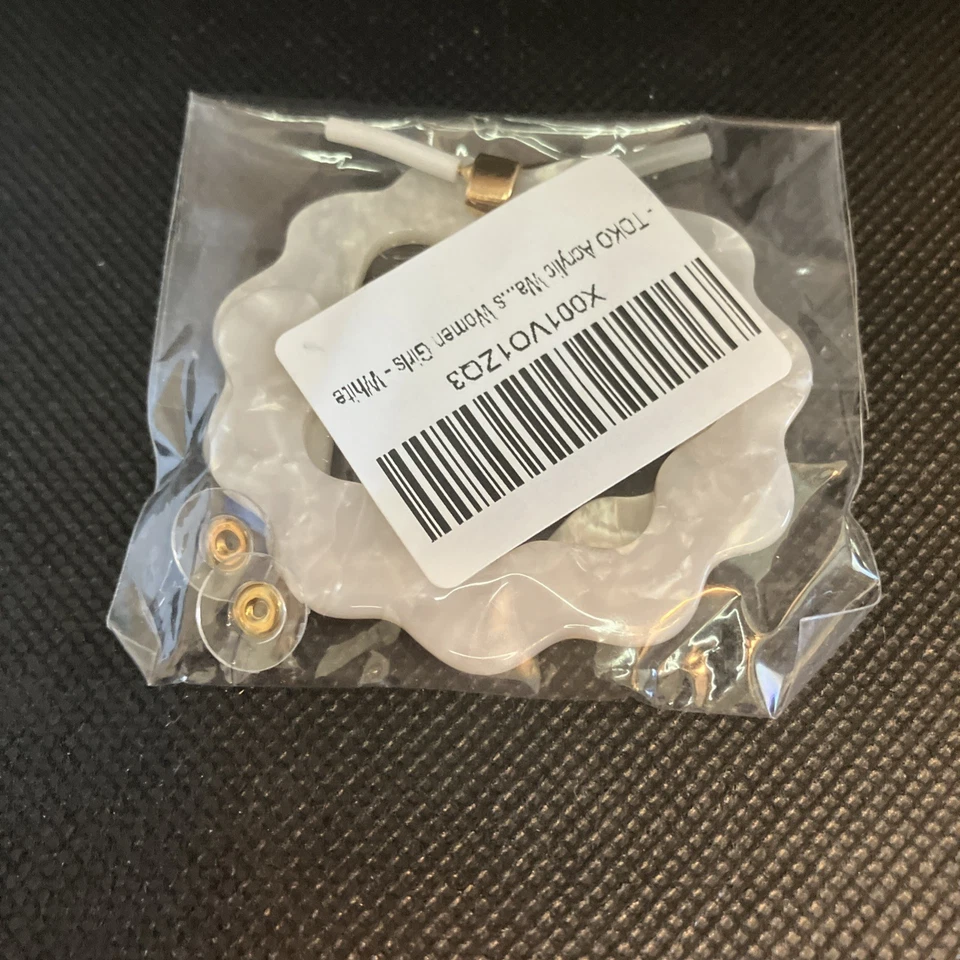 ПЕРЛАМУТРОВЫЙ СТИЛЬ СМОЛЫ BEACHY ЗУБЧАТЫЙ ОБРУЧ СЕРЬГИ #1402 - Изображение 4 из 4