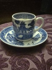 Vintage Wedgewood  Willow Patterned Demitasse Cup And Saucer