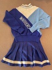 Vtg VARSITY Cheerleading Uniform WARRIORS White Blue Cheer EXCELLENT Small