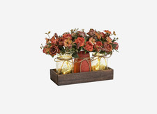 3 Pcs Mason Jar Centerpiece Table Decorations for Dining Decor orange