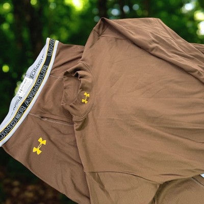 Under Armour Base Layer Set Men XL Brown ColdGear Mock Neck Leggings Hunting