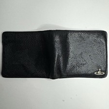 Rare Patterned interior lining Vivienne Westwood Black Leather Bifold Wallet