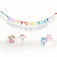 Happy Birthday Banner,Pre-Strung Colorful Cardboard Birthday Banner with Colo...