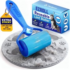 PetLovers EzRoll Reusable Lint Roller - Sticky for Life  Standard, Blue