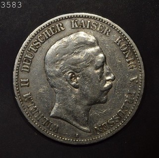 1888 A Prussia German States 5 Silver Marks "XF"