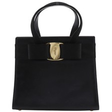 Bolso de hombro Salvatore Ferragamo Vara Ribbon BA21 4178 piel de becerro negro #NB175